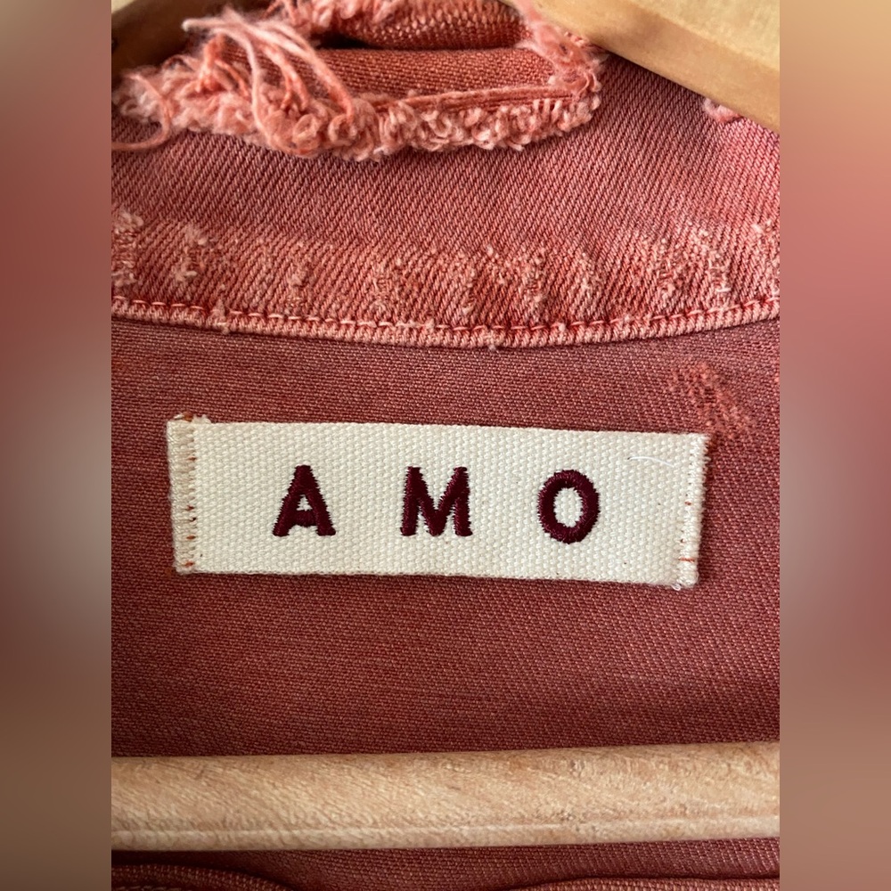 NWOT Womens Amo Pop Canyon Rose Snap Button Distressed Denim Jacket size L - Picture 11 of 16